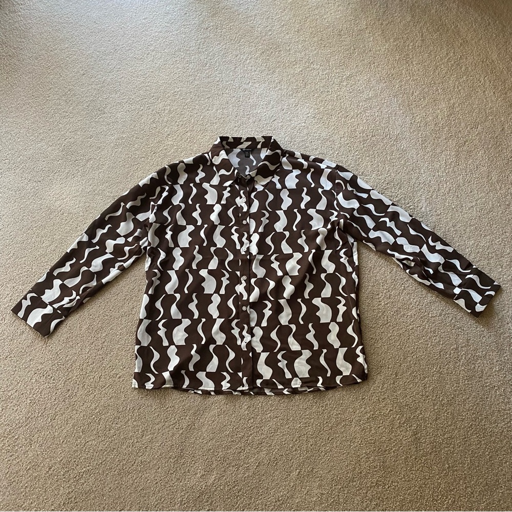 Versona Brown & White Blouse